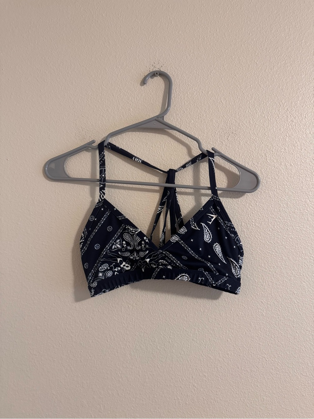 Gymshark Bandana Print Triangle Bralette - Black